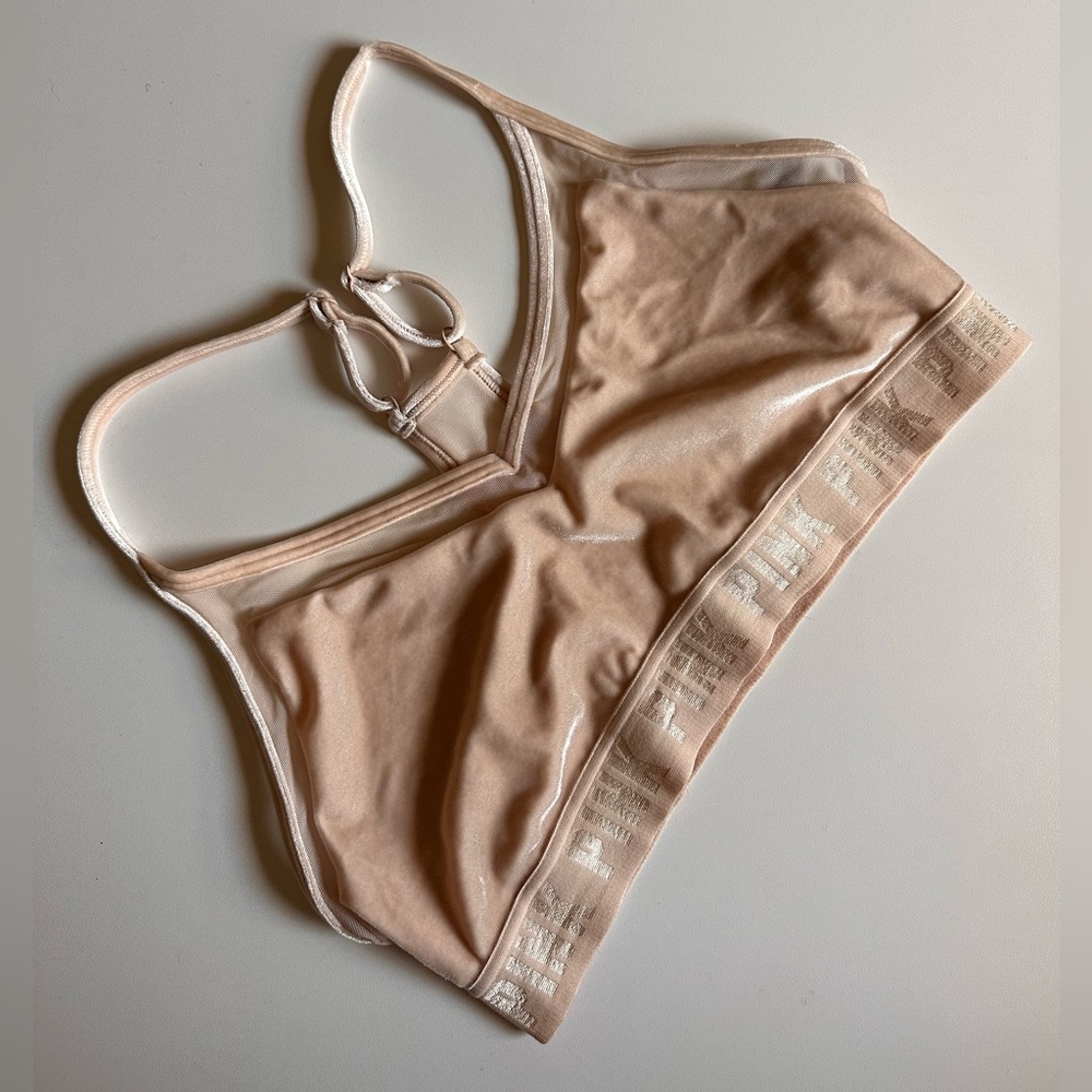 PINK Velvet Racerback Light Pink Sports Bra Size Large